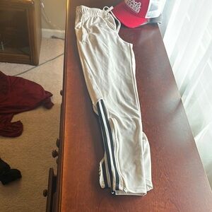 Adidas white and black striped track pants